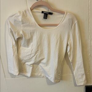 DKNY Women's Cream Long Sleeve Top